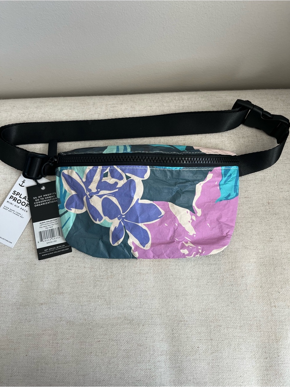 Aloha Collection Floral Print Crossbody Belt Bag - Pink & Blue